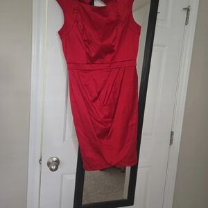APRICOT Red Ruched Sheath Mini Dress